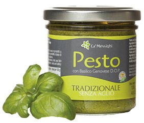 Pesto con Basilico Genovese D.O.P. Tradizionale senza Aglio 130g Ca'Messighi