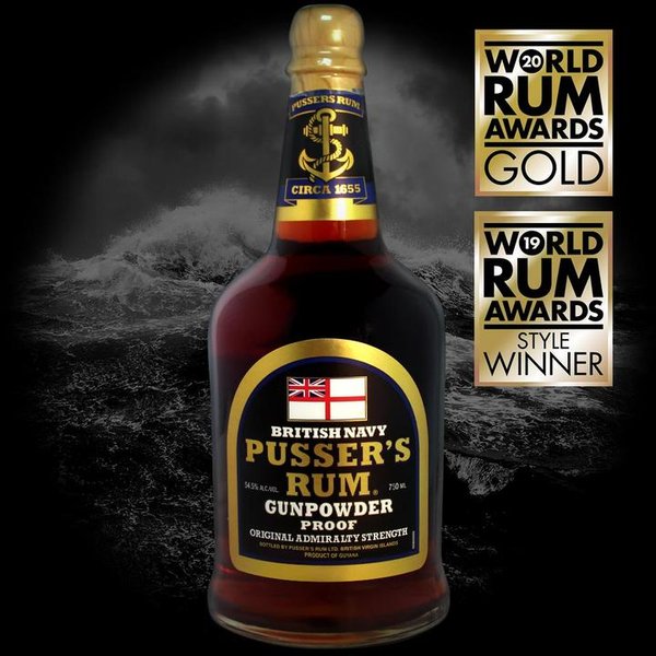 British Navy Rum Gunpowder Proof Original Admirality "Black Label" 0,7l Vol. 54,5% Pusser's Rum